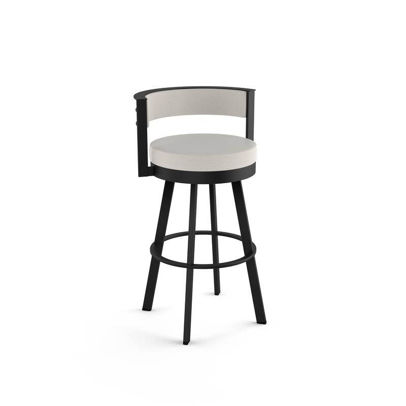 Amisco Browser Swivel Bar Stool - Light Grey Polyester / Black Metal