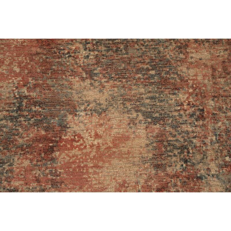 Hand Knotted Oriental Viscose Silk Carpet Modern All-Over Oranges & Rust Abstract Area Rug - 6' 7'' X 4' 10''