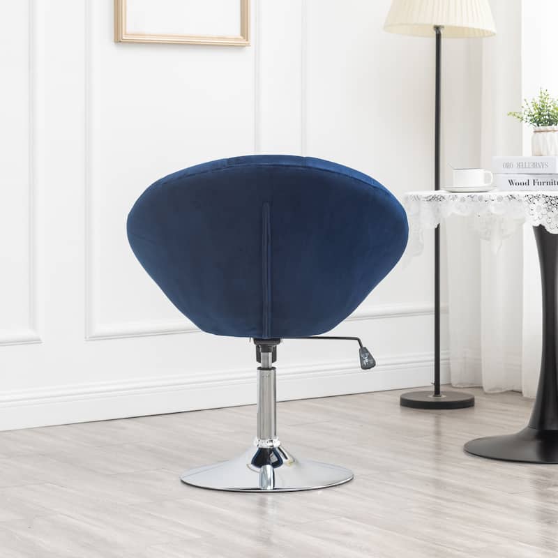Blue Modern 28.25" Velvet Swivel Button Tufted Accent Chair with Hydraulic Base