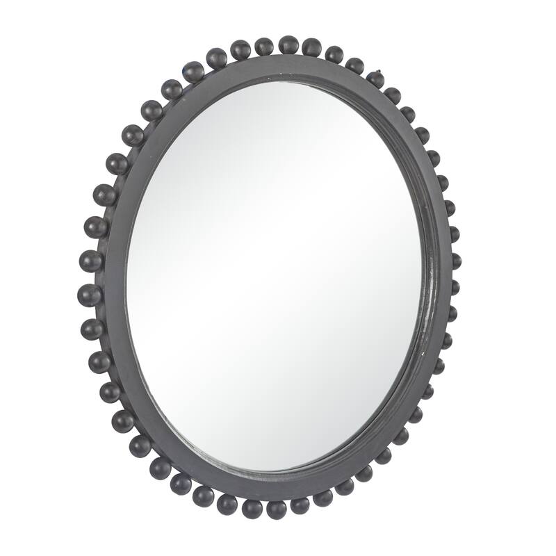 Mango Wood Room Wall Mirror with Beaded Detailing - Black or Gold - Roche River Decor