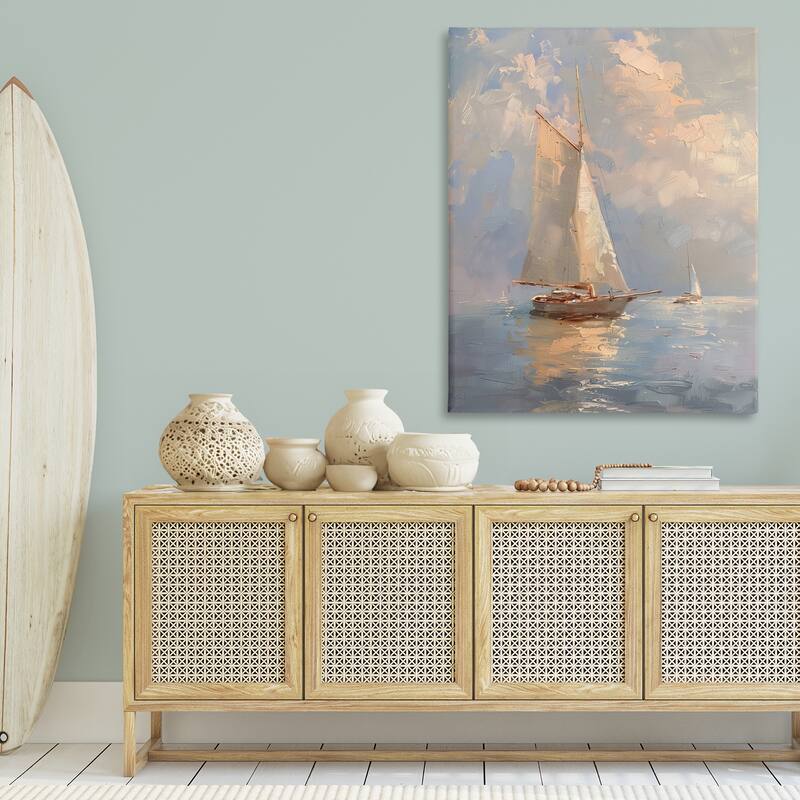 Stupell Maritime Ship on Cloudy Sea Canvas Wall Art Design By Arlington Prints