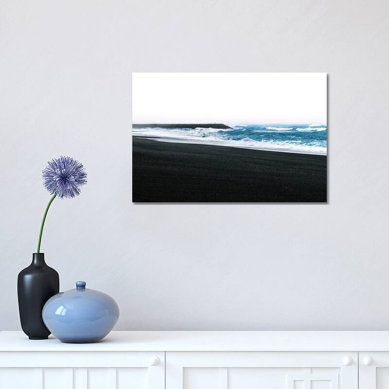 iCanvas "Waves Coming Onto The Black Sand Beach In Vik Iceland" by Michael Schauer Canvas Print - 12x18x1.5