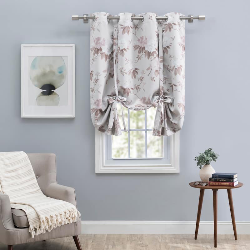 Mystic Garden Floral Premium Blackout Grommet Tie Up Curtain Panel - 52"W x 63"L
