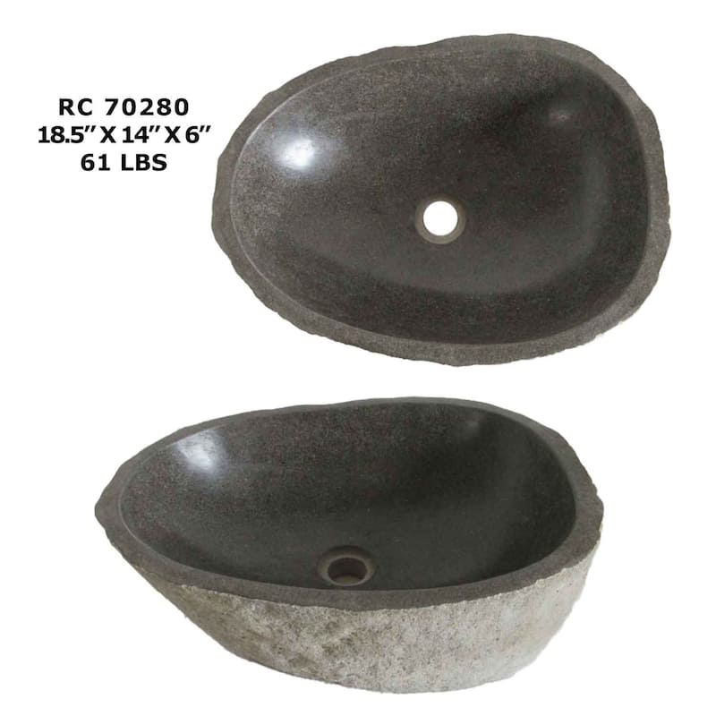 ROCK Unique Handcrafted River Stone Natural Bathroom Vessel Sink - RC70280