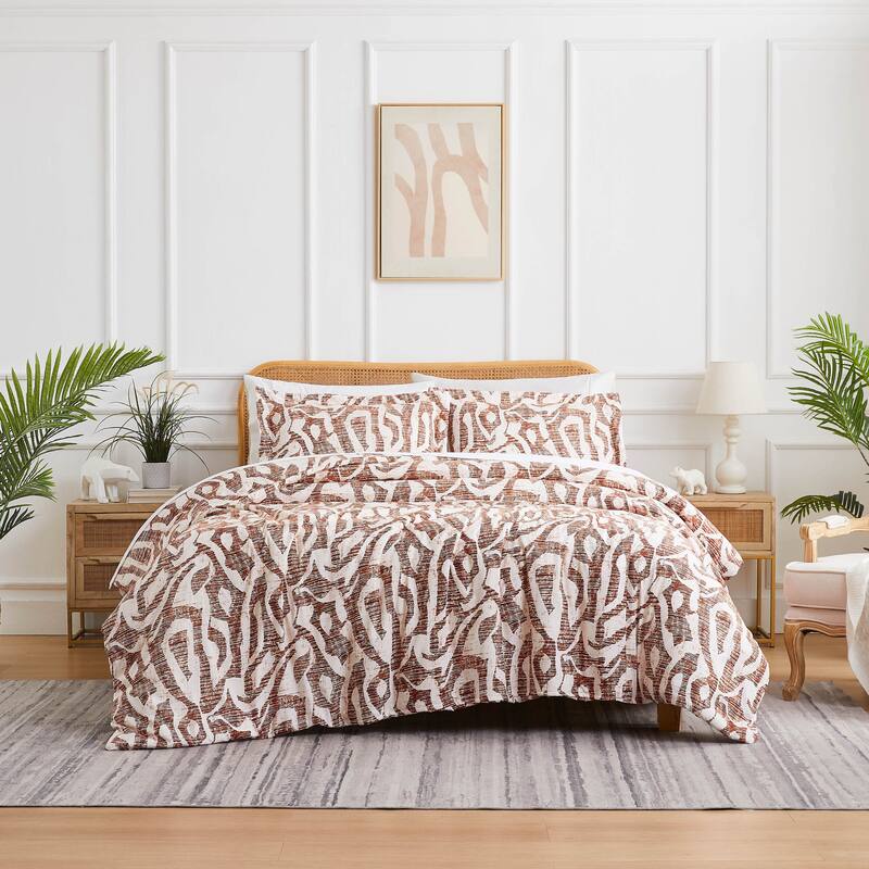 Khari Oversized Duvet Cover Set - Twin - Rust - 2 Piece