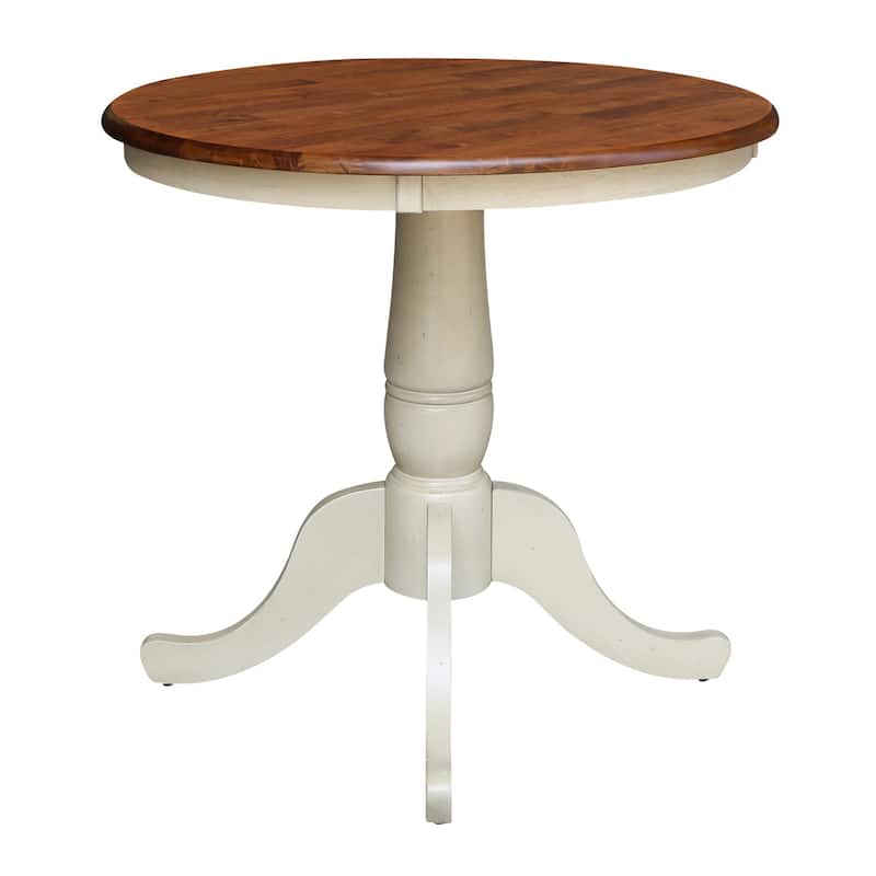 Round Pedestal Dining Table - Solid Wood Table for Kitchen, Dining Room, Breakfast Nook - 30