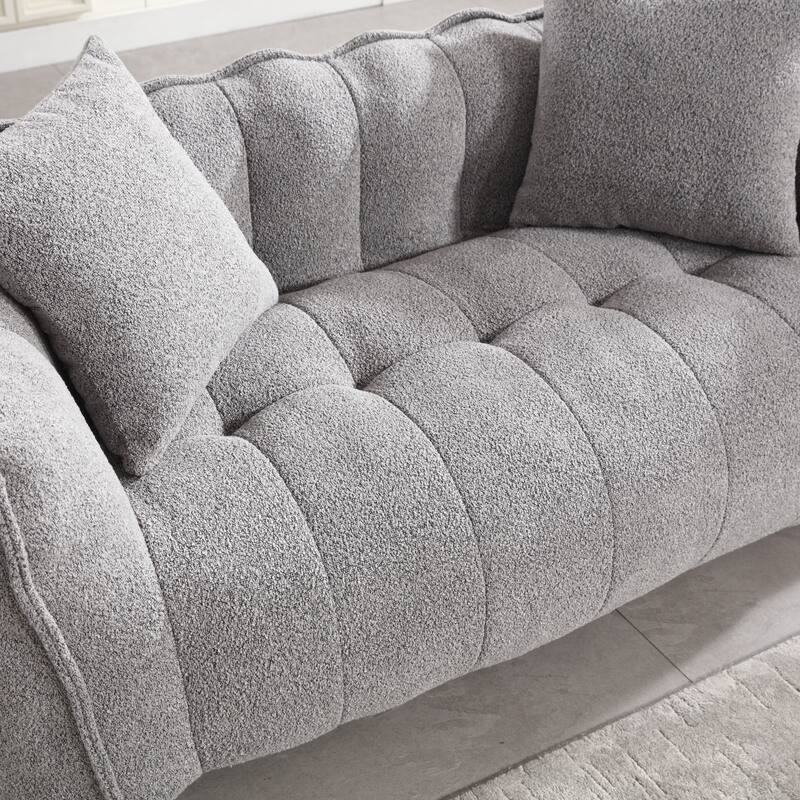 66-Inch Chenille Upholstered Loveseat with Pillows
