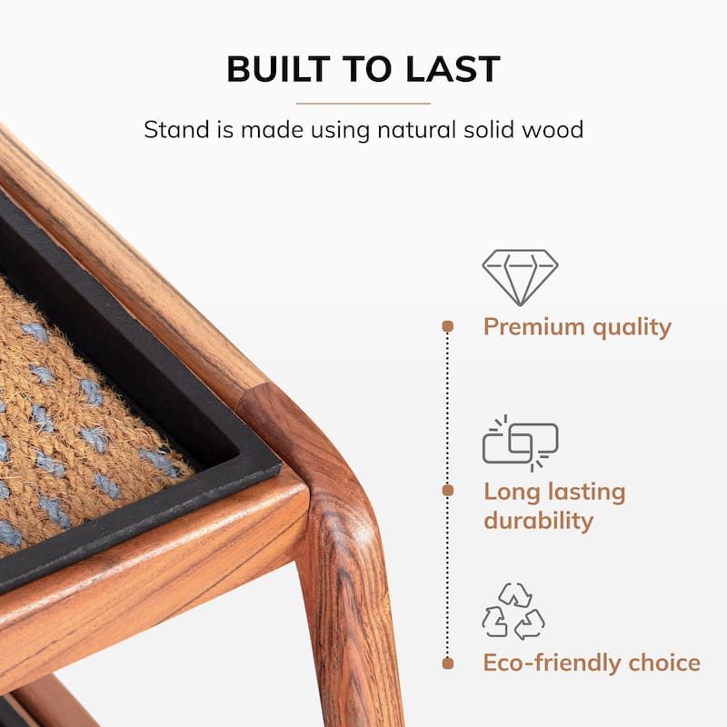 Jani Double-Tier Natural Stand 2-Pair Rubber Boot Trays