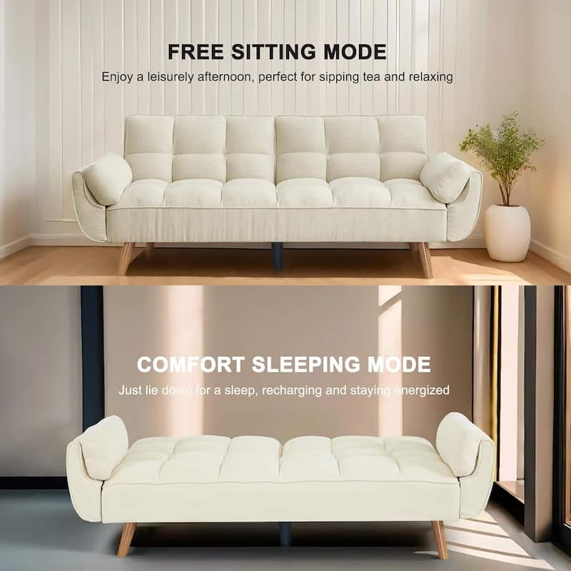 75″ Convertible Futon Sofa Bed, Small Futon Couch with Adjustable Backrest, Sleeper Sofa Couches for Small Living Room, Office