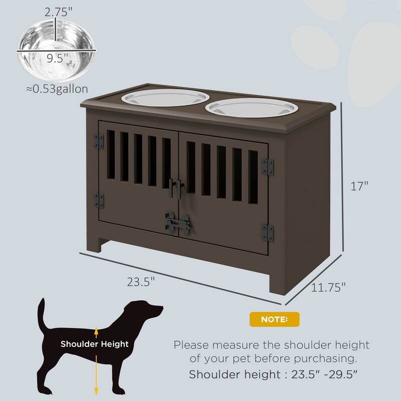 PawHut Large Elevated Dog Bowls with Storage Cabinet Containing 37L Capacity, Pet Food Bowl Dog Feeding Station
