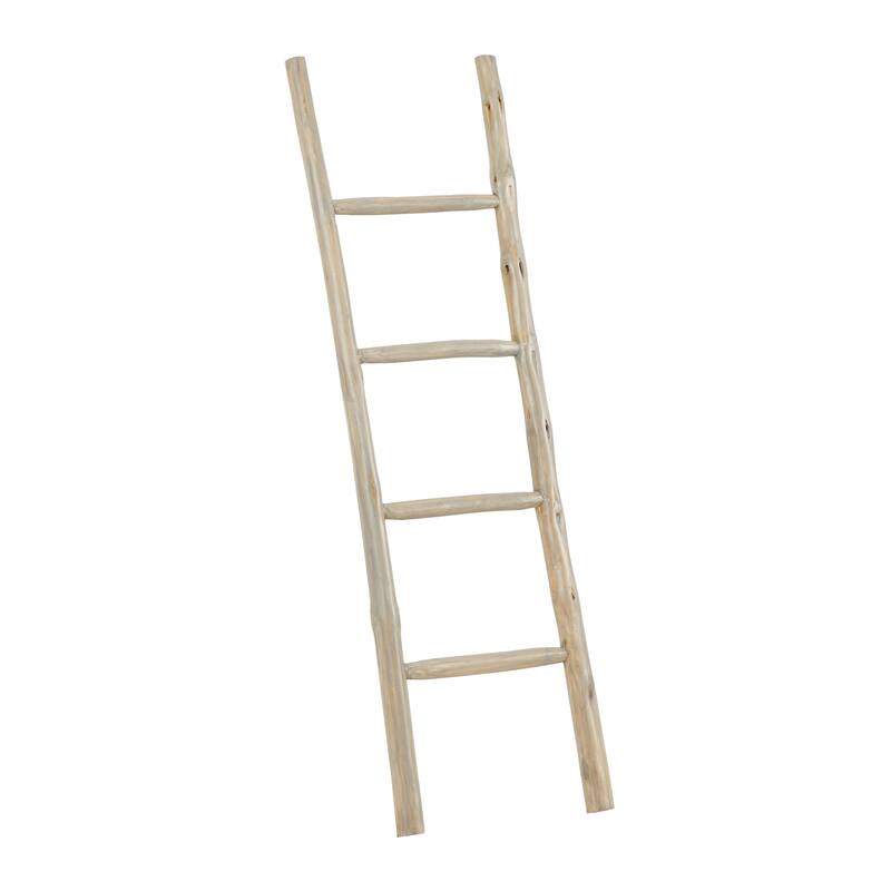 Brown Teak Wood Handmade 4 Rack Ladder