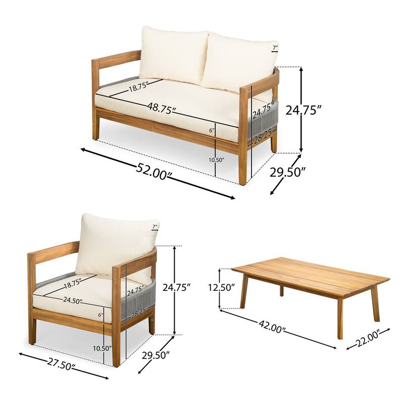 Christopher Knight Home - Porto Outdoor Loveseat & Table with Club Chair Set