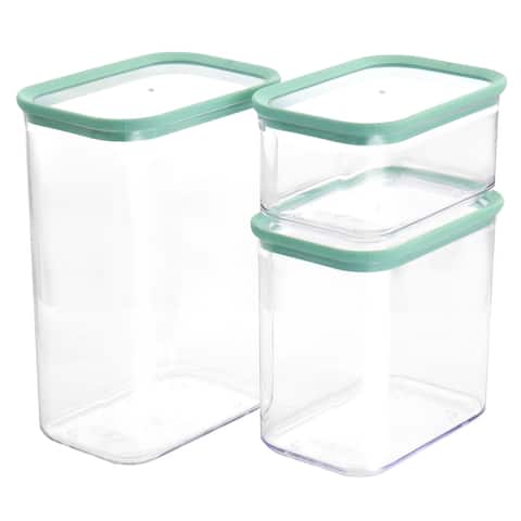 Martha Stewart 3 Piece Rectangular Plastic Container Set in Mint Green - 3 Piece