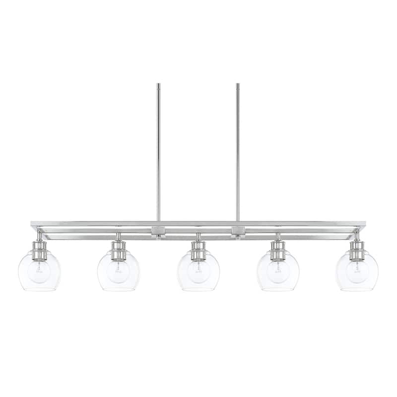 Mid-Century 5-light Polished Nickel Island Fixture/ Chandelier