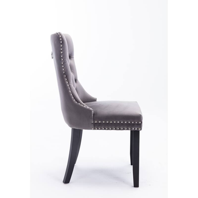 Set of 2 Modern High-End Tufted Solid Wood Upholstered Dining Chair with Nailhead Trim
