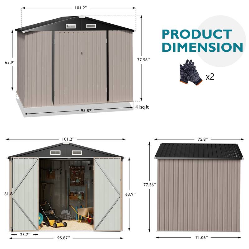4 x6 / 8 x 10FT Outdoor Storage Sheds