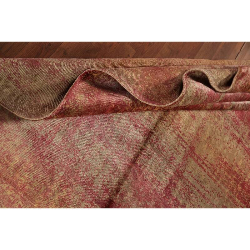 Contemporary Abstract Indian Area Rug Hand-Knotted Wool Carpet - 5'6"x 7'6"