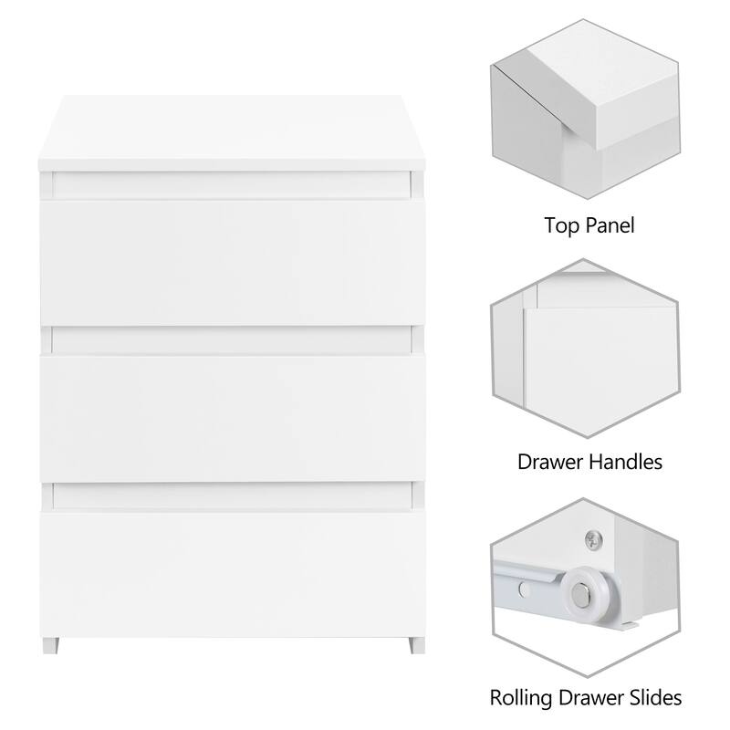 Yaheetech 3-Drawer Vertical Nightstand Sofa Side Table for Bedroom, Living Room