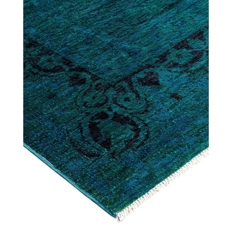 Overdyed, One-of-a-Kind Hand-Knotted Area Rug - Green - 5' 10" x 9' 1"