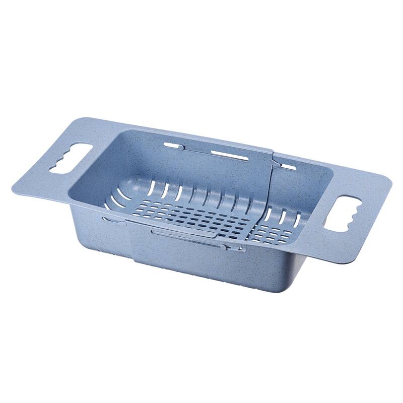 Extendable Over the Sink Strainer Fruit Vegetable Colander for Kitchen - Blue - 38cm x 19cm x 8cm