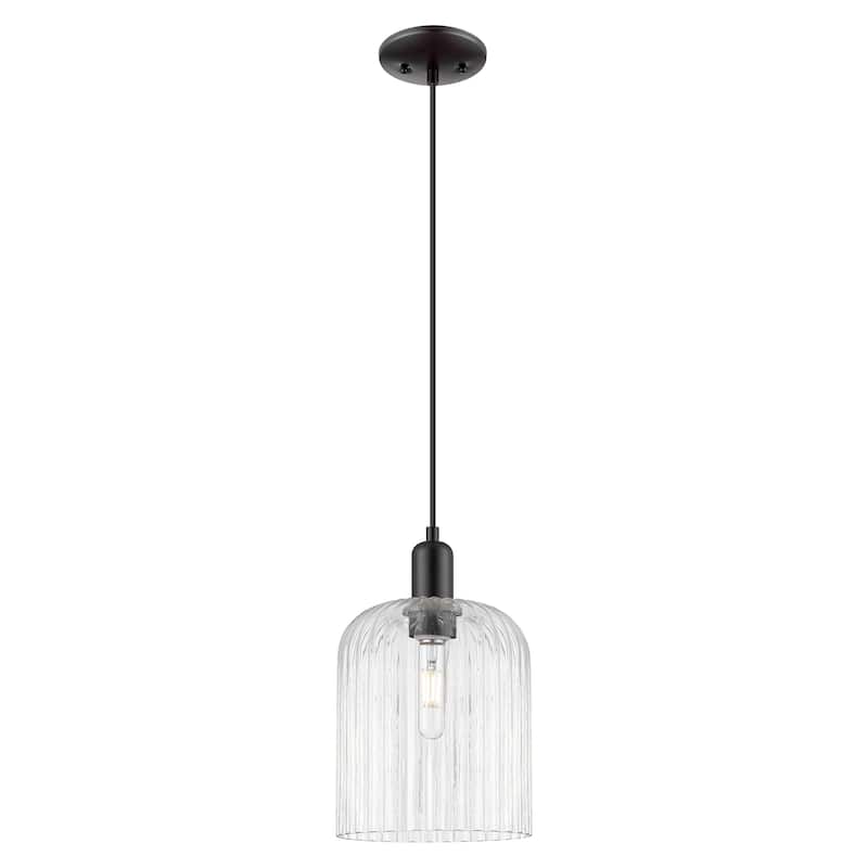 Innovations Lighting Endless Possibilities Arcadia - Bridal Veil - 1 Light 8" Cord Hung Mini Pendant - Clear Shade/Matte Black