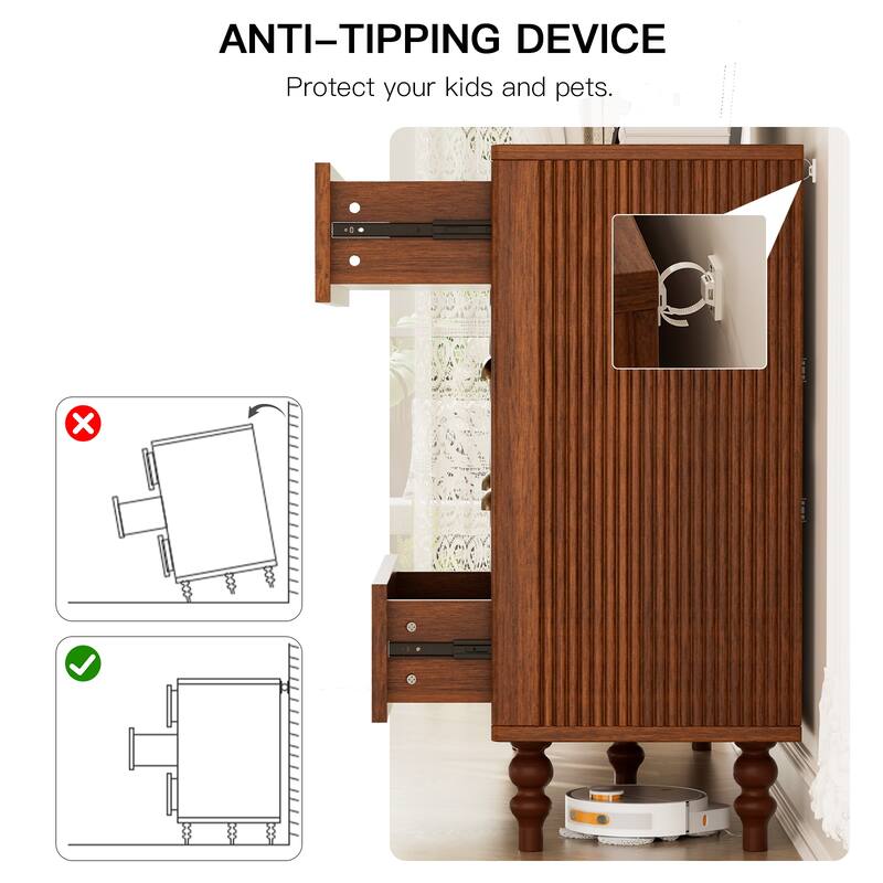Pocassy 8 Drawer Dresser for Bedroom, Chest of Drawers with Solid Wood Legs