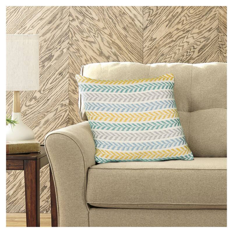 Handwoven Coastal Chevron Throw Pillows - 18" - Yellow and Blue - Set of 2