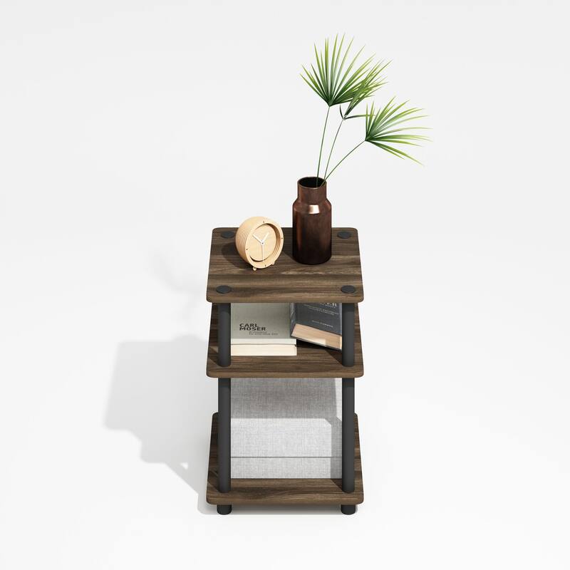 3 Tiers Wood Household Shelving Unit in Brown/Black (14.6 in. W x 20.7 in. H x 14.6 in. D)