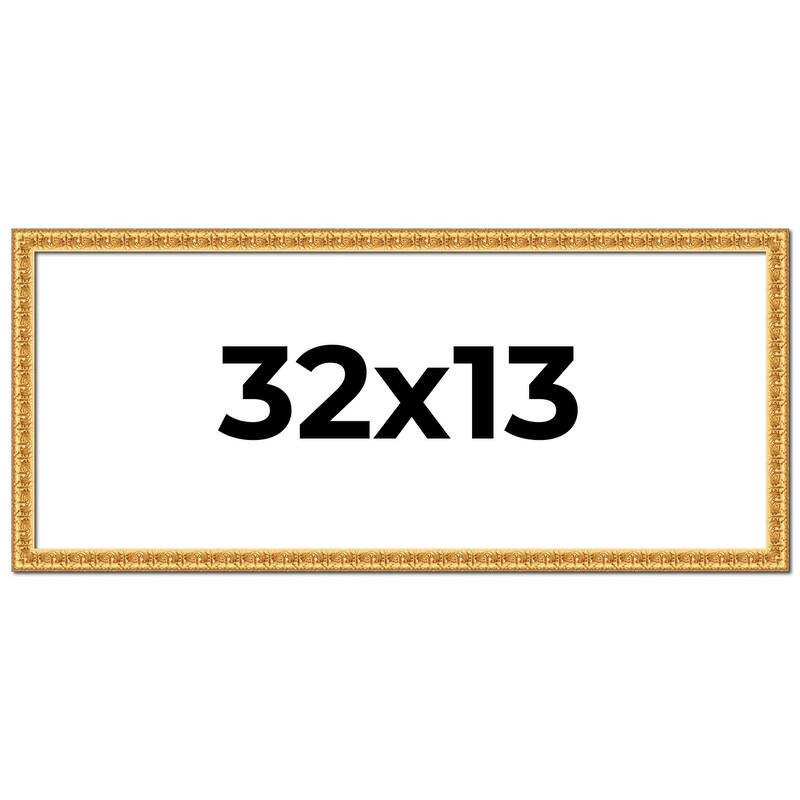 32x13 Frame Gold Real Wood Picture Frame Width 1 inches | Interior