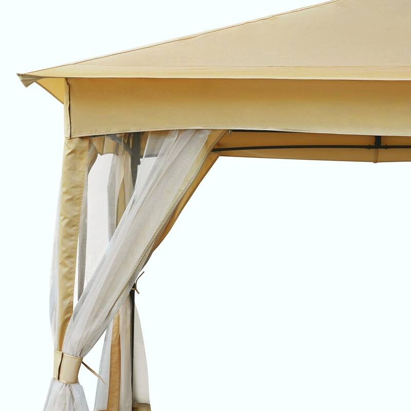 Outdoor Gazebo Tent with Double Roof, Mosquito Netting & Patio Canopy