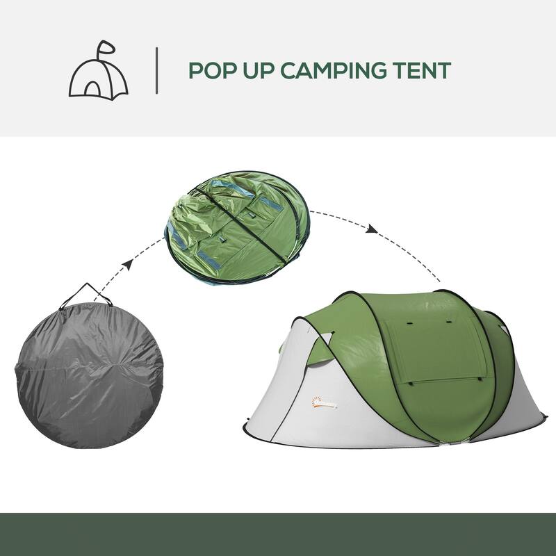 Outdoor Pop Up Tent, Instant Camping Tent with Porch and Carry Bag