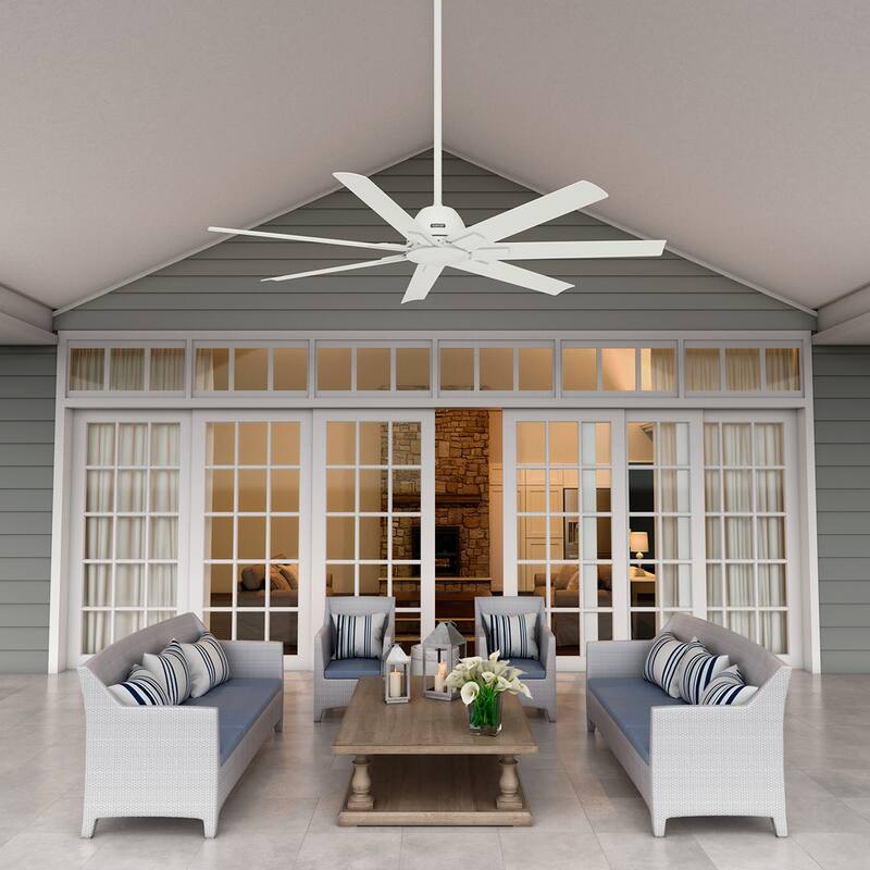 Hunter 60" Downtown Windmill Outdoor Ceiling Fan w/ Wall Control, Damp-Rated - Indoor-Outdoor, Industrial, Modern - ENERGY STAR!