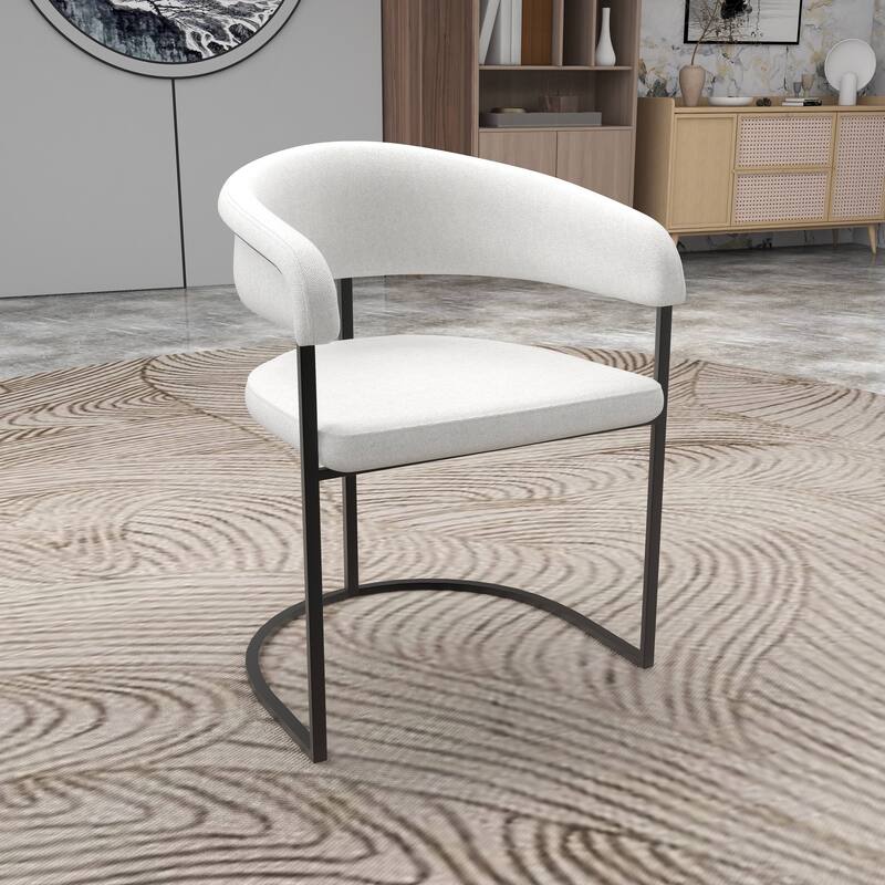 LeisureMod Set of 4 Aero Upholstered Leather Dining Side Chair - Contemporary Arm Chair with Black Iron Frame