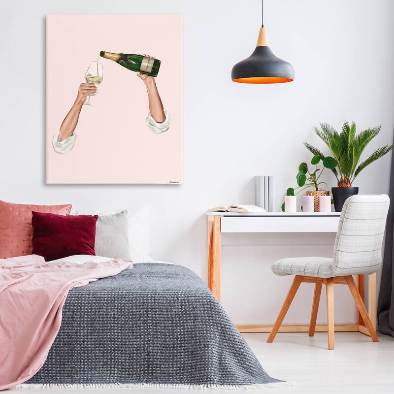 Stupell Champagne Pour on Pink Canvas Wall Art Design By Ziwei Li