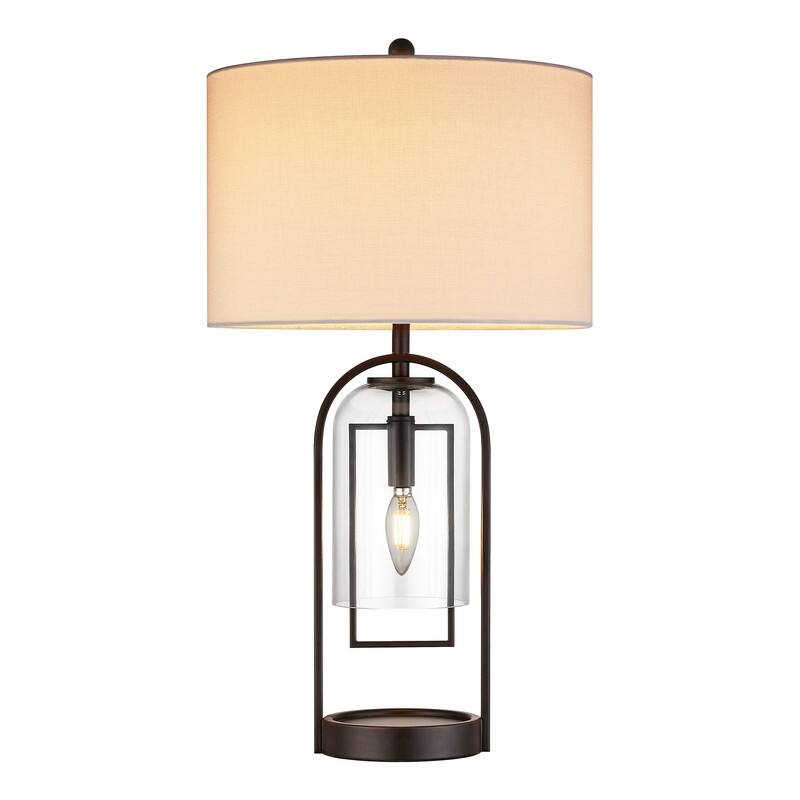 KAWOTI 25.25'' Bronze Table Lamp with Night Light Bulbs - 25.25