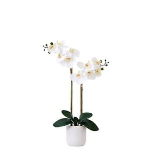26" Artificial Real to Touch Double Orchid Phalaenopsis with Decorative Vase