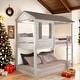 preview thumbnail 2 of 3, Wooden Twin Over Twin Bunk Bed with Built-in Ladder,House-Shaped Design