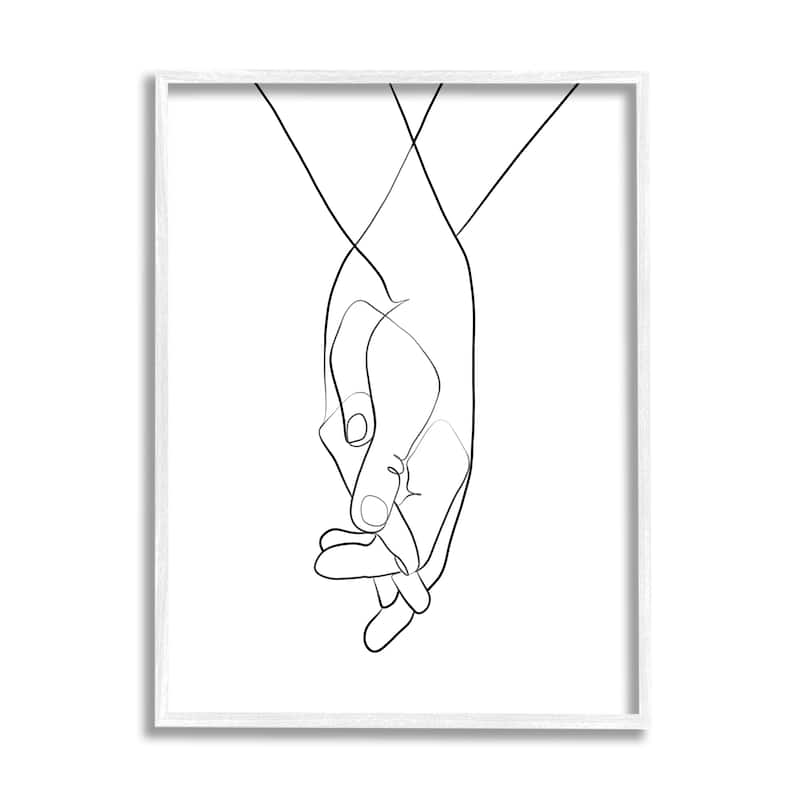 Stupell Hands Intertwined Romantic Gesture Minimal Linework Framed Wall Art - 16 x 20 - White