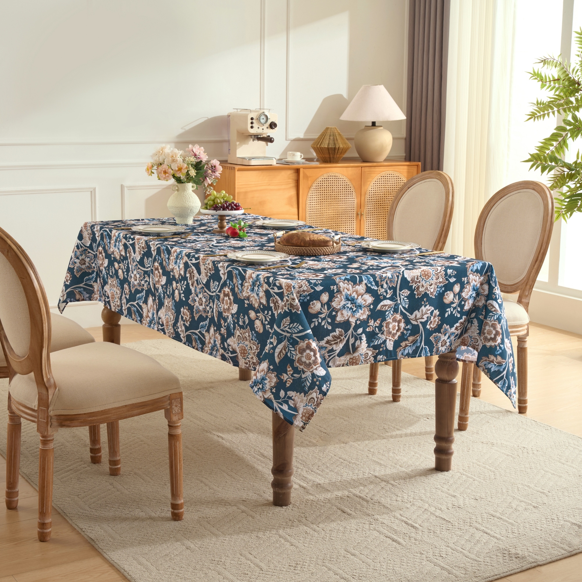 Sweet Home Collection Printed Waterproof Fabric Tablecloths, Easy Care Dining Table Covers