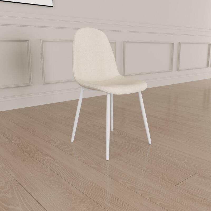 Linen 4 Piece Kitchen Dining Chair Set with Cushions, Metal Legs, Anti Scratch Foot Pads for Dining Room Kitchen Living Room