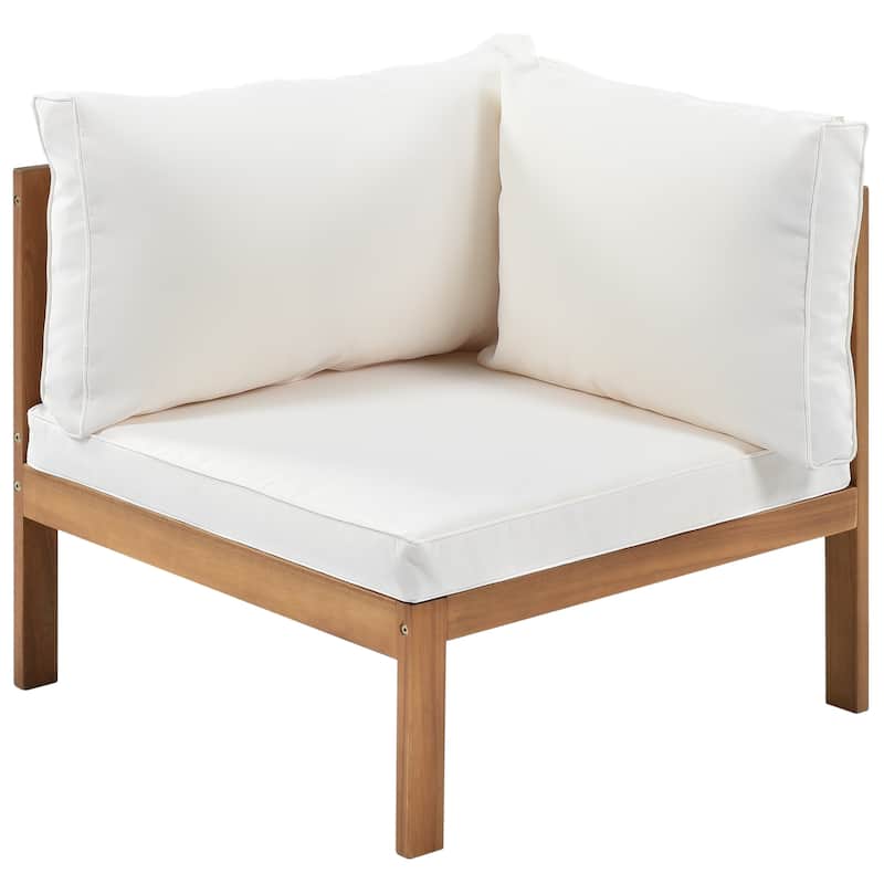 Roomfitters 3-Piece Outdoor Sectional Sofa Set with Coffee Table, Solid Wood Frame L-Shaped Patio Furniture