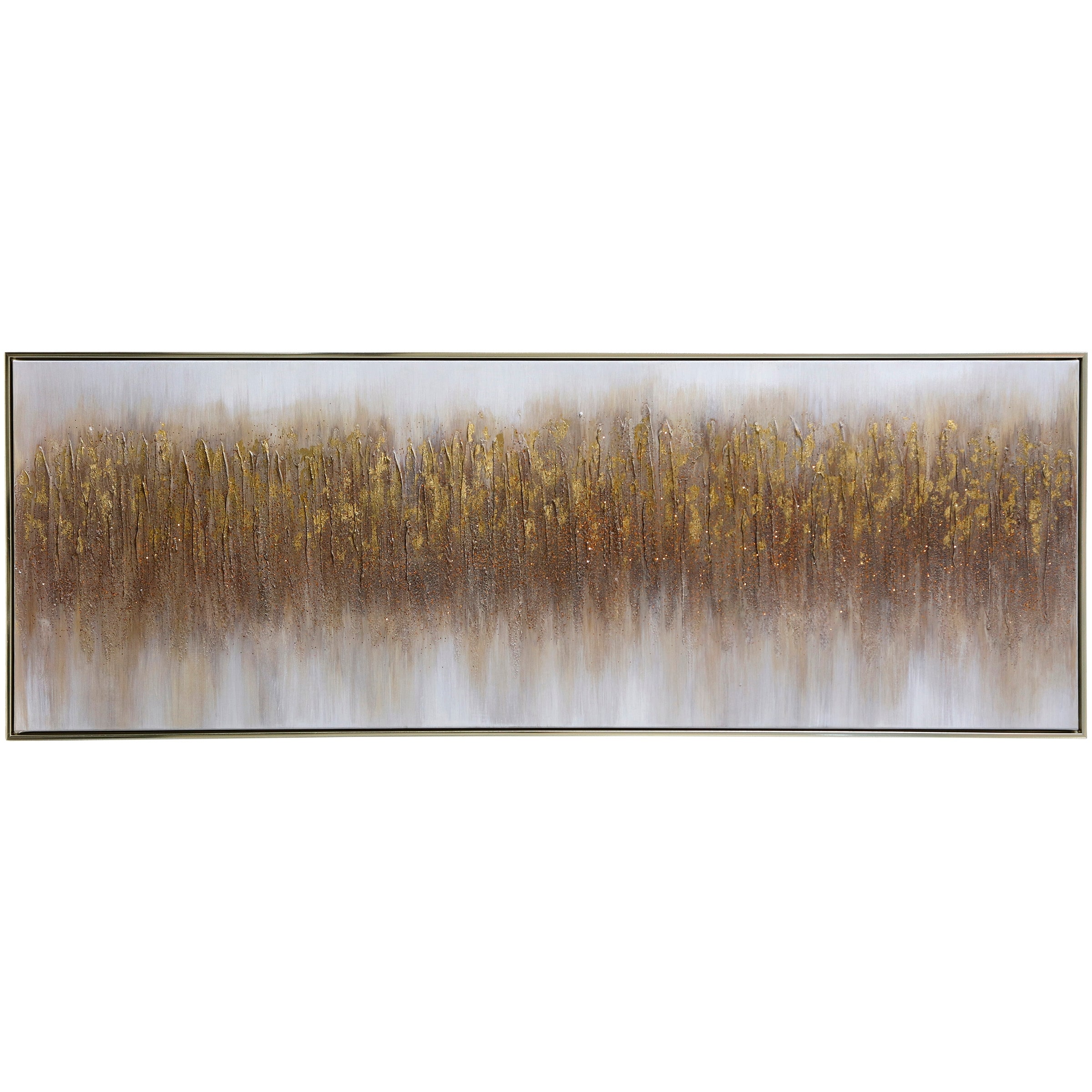 StyleCraft Canvas Wall Art - Abstract - Brown, Beige - 57" x 20" - Silver Frame