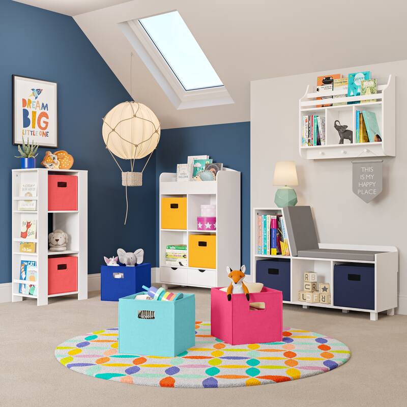 RiverRidge Kids Bookshelf and Toy Organizer Tower with 3 Cubbies and 6 Bookracks for Playroom, Nursery, and Reading Nook