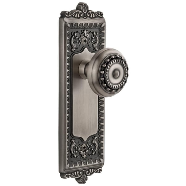 Grandeur WINPAR_PSG_238 Windsor Solid Brass Rose Passage Door Knob Set with Parthenon Knob and 2-3/8" Backset