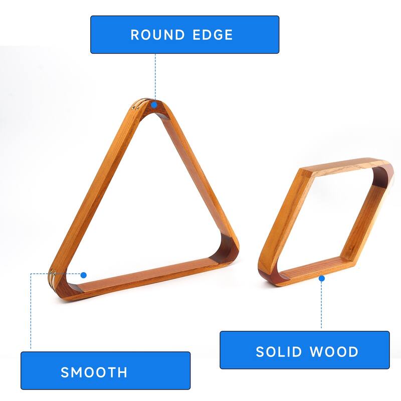 GSE™ 2-Tone Oak Solid Wood Billiard 8-Ball Triangle/9-Ball Diamond Pool Ball Racks for 2-1/4" Pool Balls