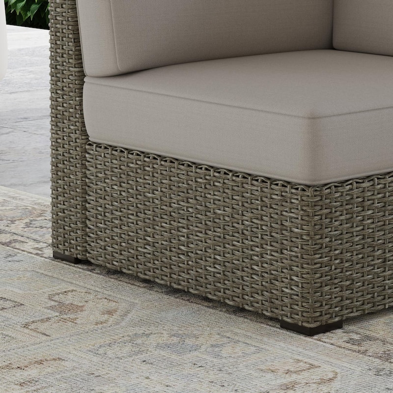 Boca Raton Brown Rattan Outdoor Sectional Side Chair - 32" x 32" x 32"