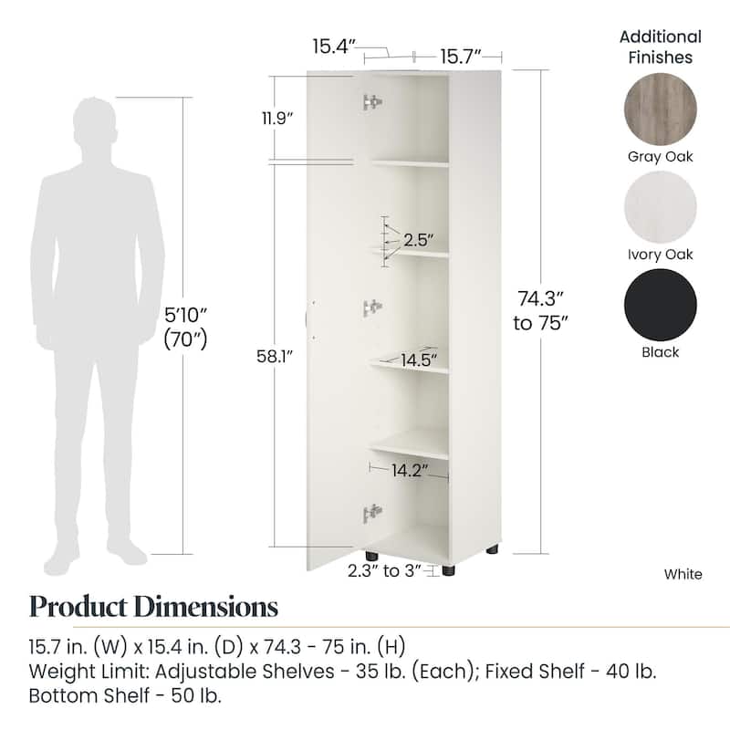 Systembuild Evolution Coyle Utility Storage Cabinet - 16-Inch - White