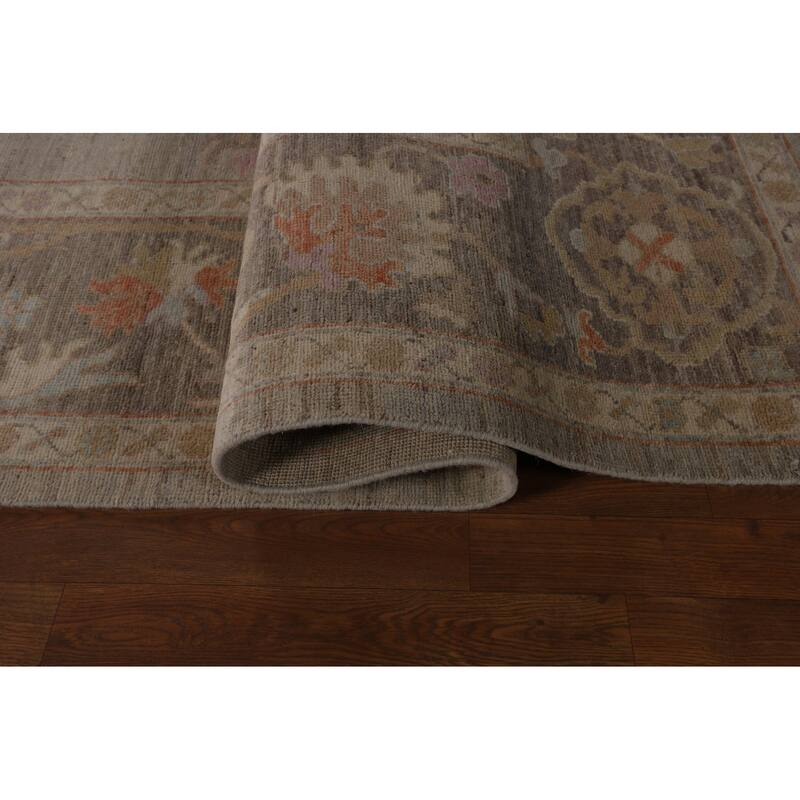 Transitional Vegetable Dye Oushak Turkish Rug Handmade Wool Carpet - 8'10"x 12'3"