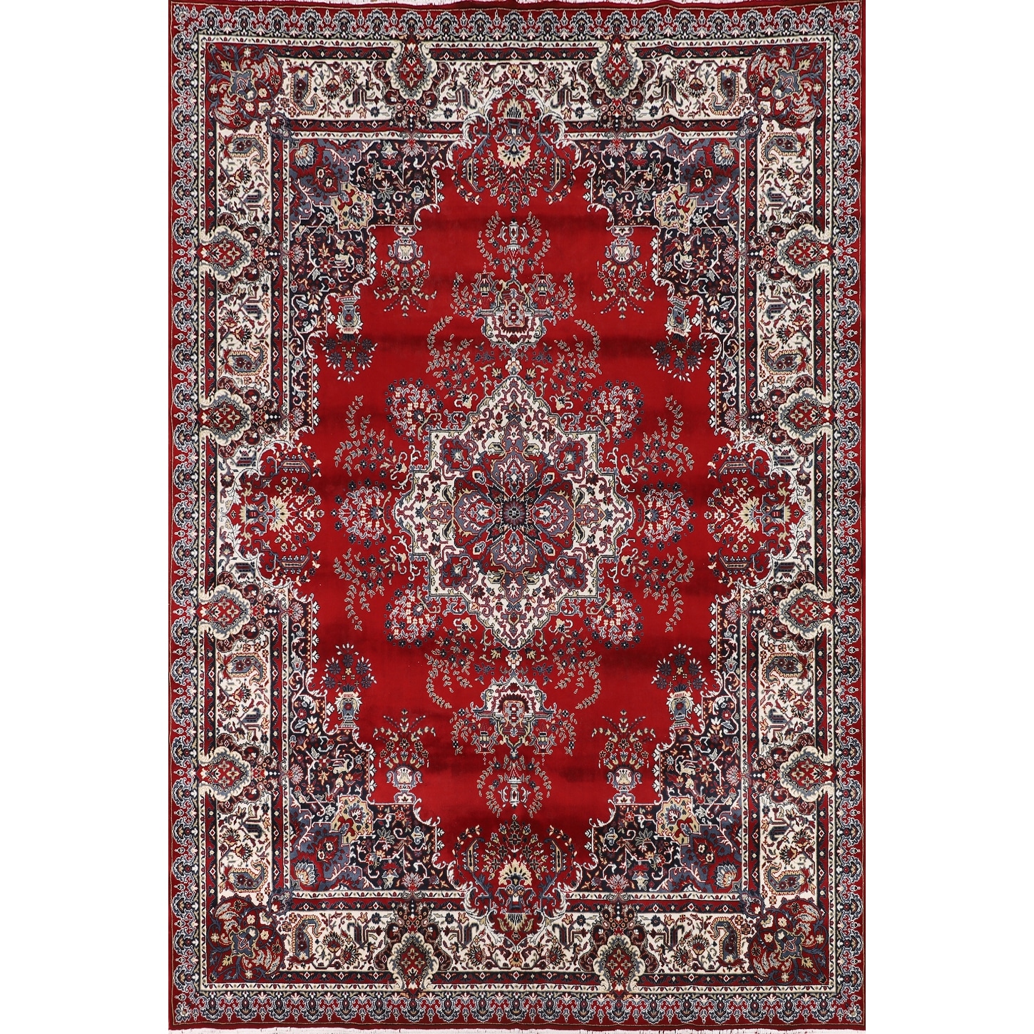 Victorian Style Kashan Turkish Rug Machine Made Oriental Red