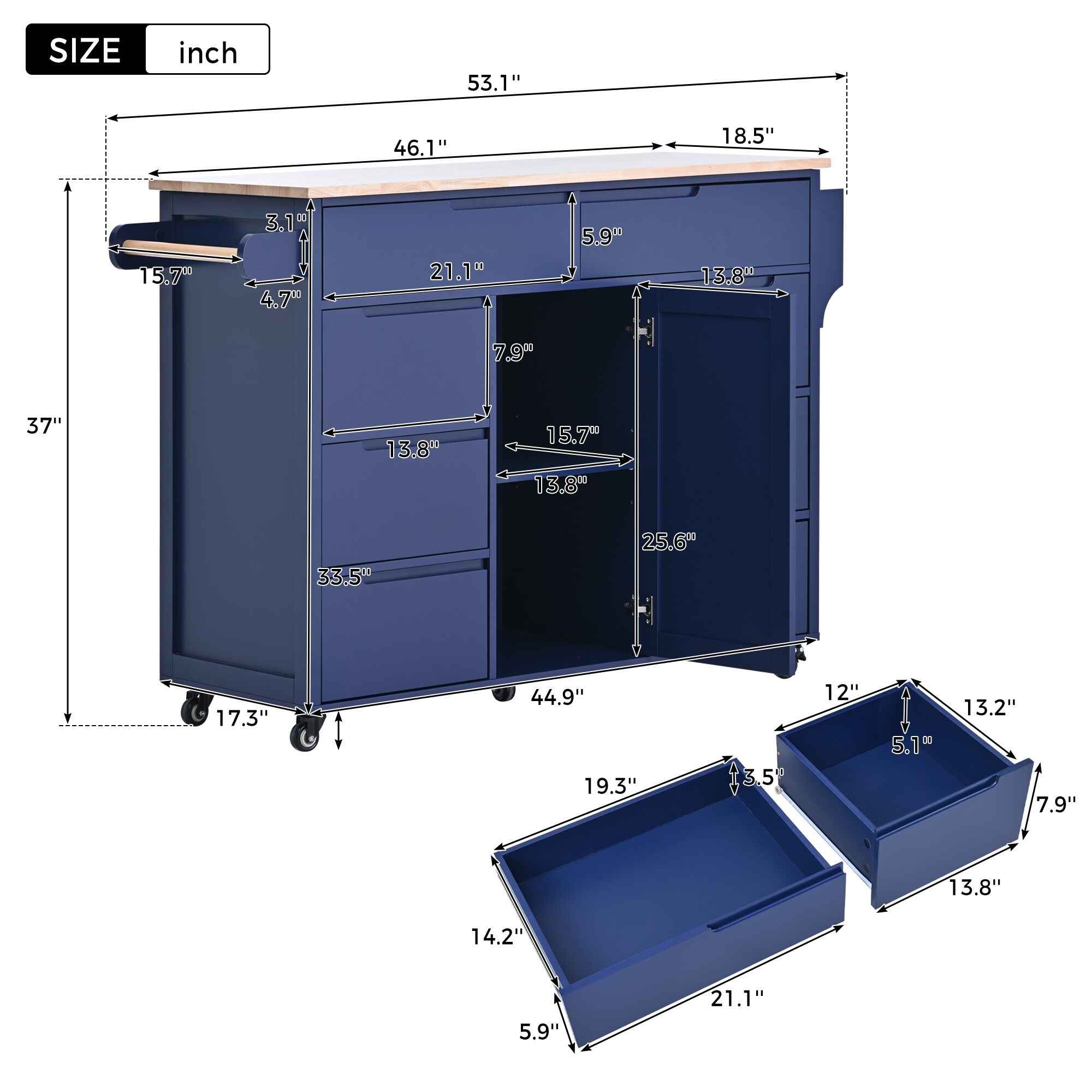 https://ak1.ostkcdn.com/images/products/is/images/direct/05a75f87d84cb9956fd146c8e4c1e10da125b32f/Kitchen-Cart-with-Rubber-Wood-Countertop%2CKitchen-Island-has-8-Handle-Free-Drawers-Including-a-Flatware-Organizer-and-5-Wheels.jpg